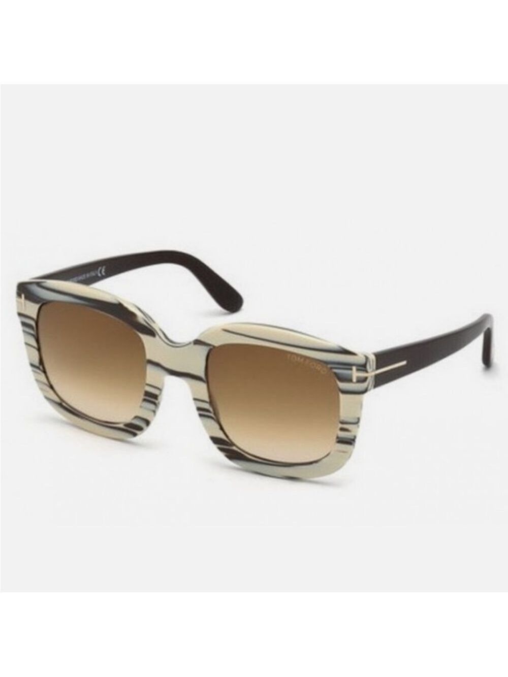 Tom Ford CHRISTOPHE Sunglasses Ivory Black Frame Brown Lens FT279 25F 53-23 140